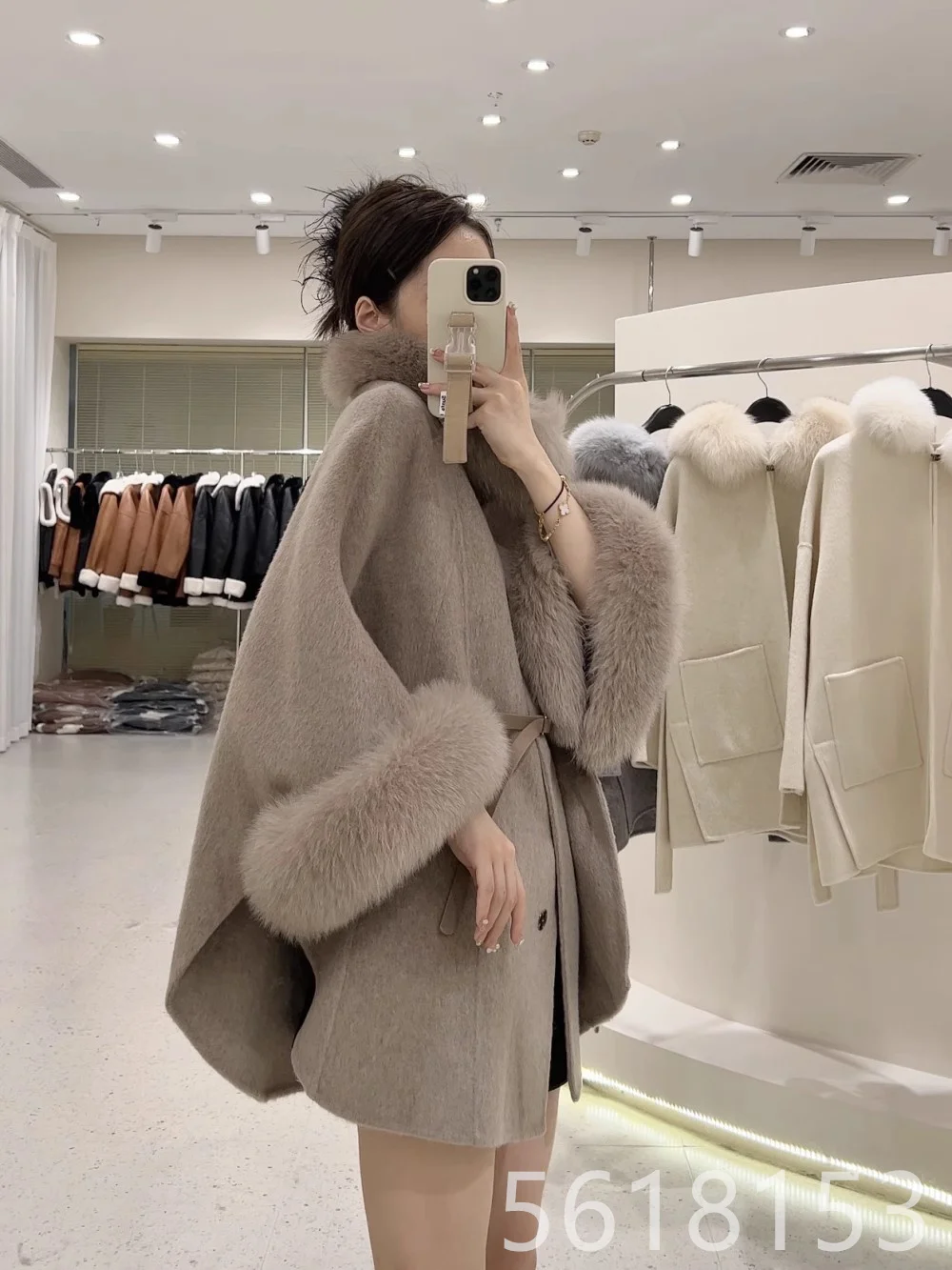 Camel Fur Cloak Double faced Wool Coat Women's Cashmere Coat Fox Fur Collar Detachable Wool Coat （ Available in 4 colors ）