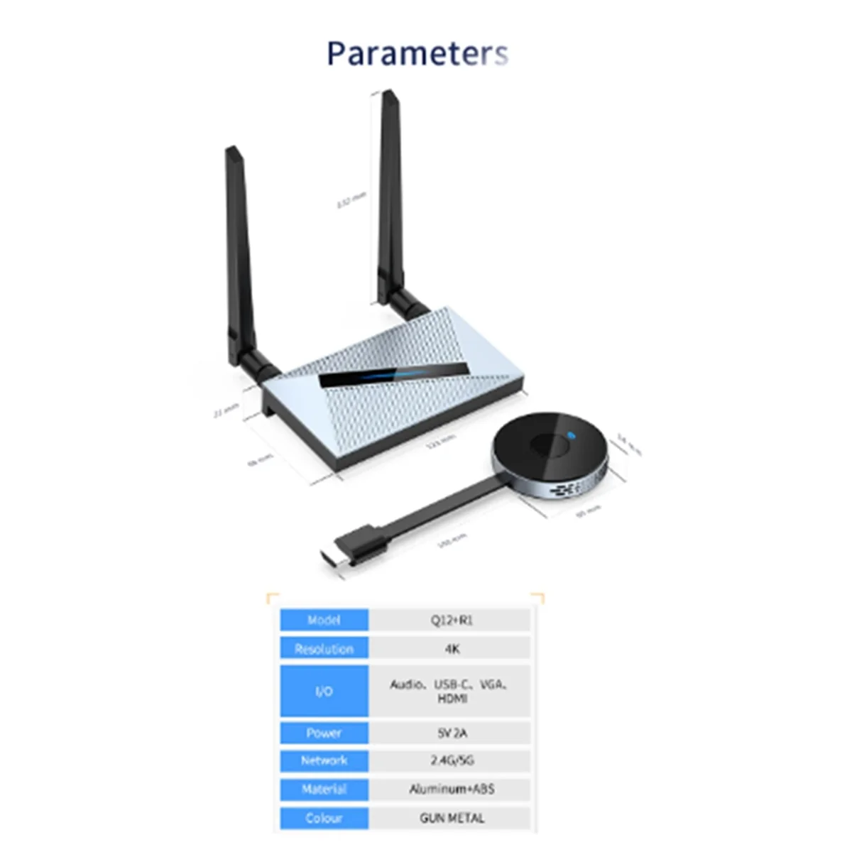 Pemancar dan penerima nirkabel 5GHz 164ft, kit penerima Full HD 4K @ 30Hz 1080 @ 60Hz Dongle tampilan kompatibel dengan HDMI untuk laptop