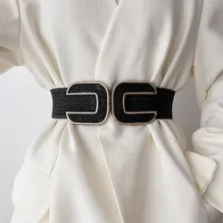 Women's Fashion Elastic Knitted Corset Female Cummerbund Coat Waistband Dress Decration Wide Belt J234