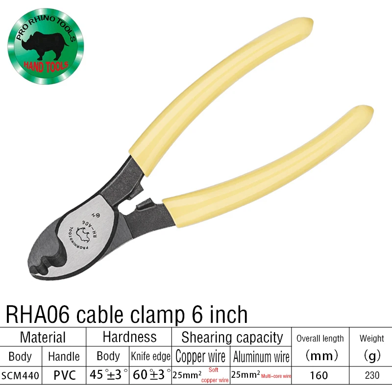 Original japonês rinoceronte ferramentas 6 8 10 Polegada alicate braçadeira de cabo para corte descascar