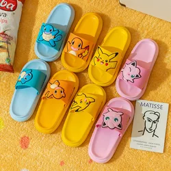 kawaii Summer Baby Slippers Children Indoor Home Sandals Pikachu Jigglypuff Charmander Squirtle Bathroom Non-Slip Slippers