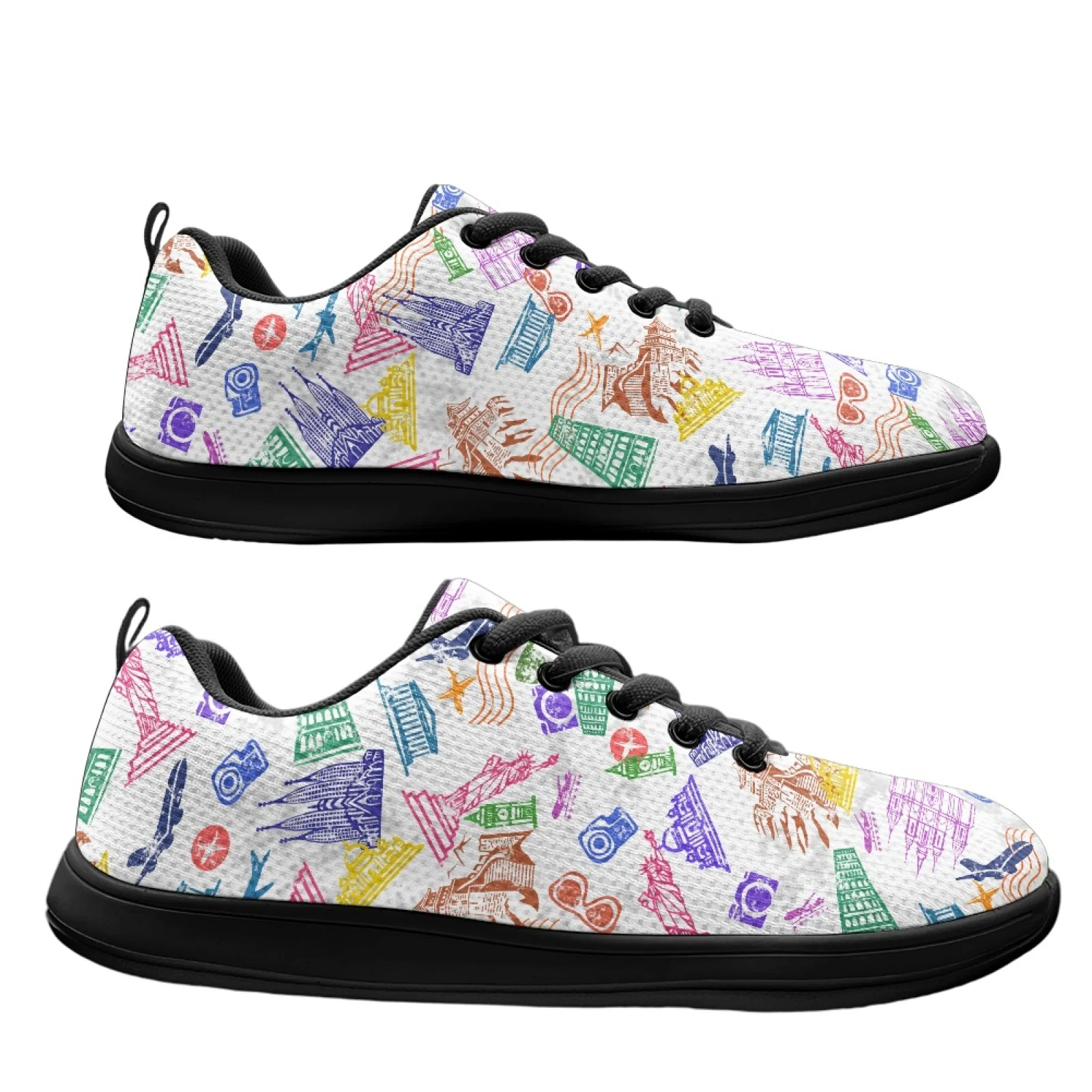 PENSTROLL Mesh Running Climbing Shoes with Travel Print Walking Shoes for Men, for Garden Daily Wear