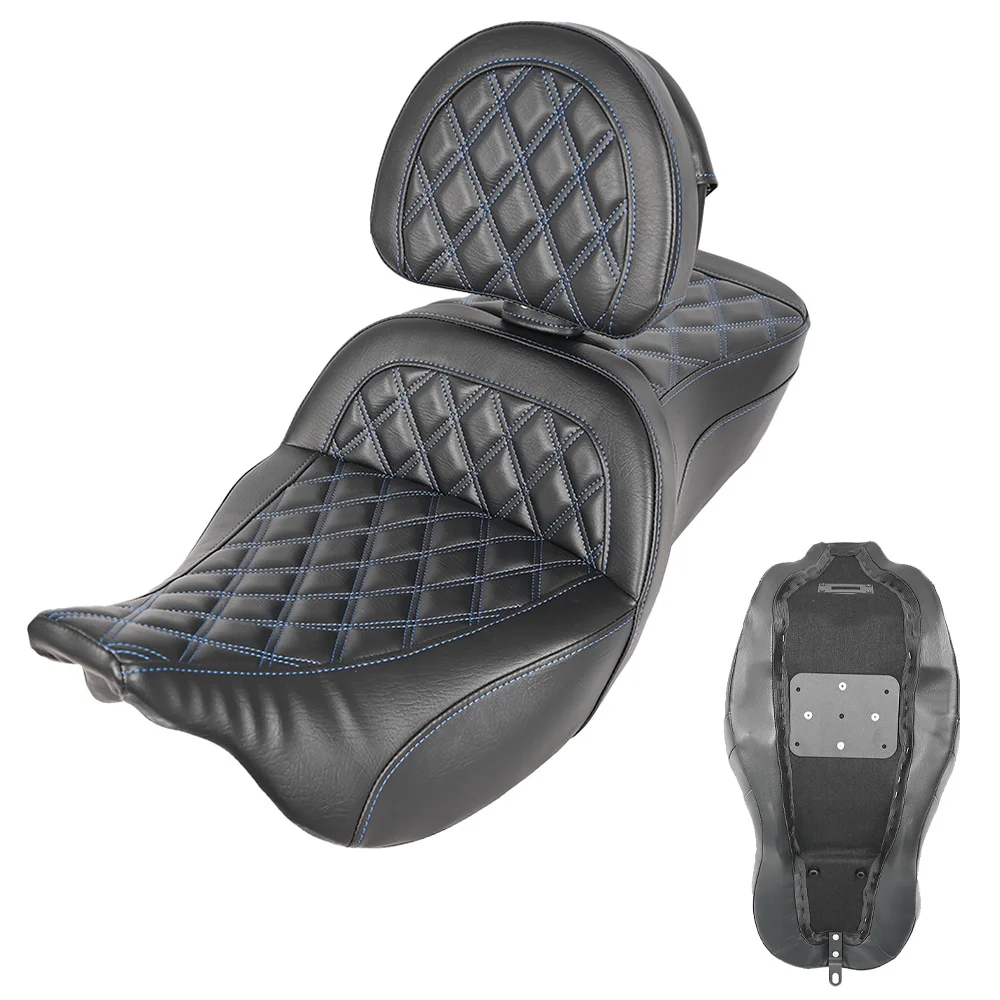 Motorcycle Color Stitching Step up Big Sofa&Backrest Pad&2 Gel Inside Seat for Touring Street Glide Road Glide Road King 08-2023