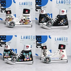 Kawaii Disney Mickey Mouse Revue Summer High Top New Canvas Shoes Anime Graffiti Breathable Cool Street Sneakers Causal Shoes