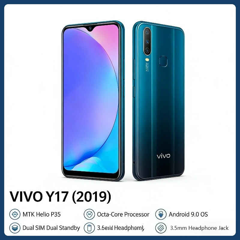 VIVO Y17 6.35 Inch Waterdrop Screen Smartphone 5000mAh Big Battery 20MP Selfie Triple Rear Camera MT6765 Octa Core Mobile Phone