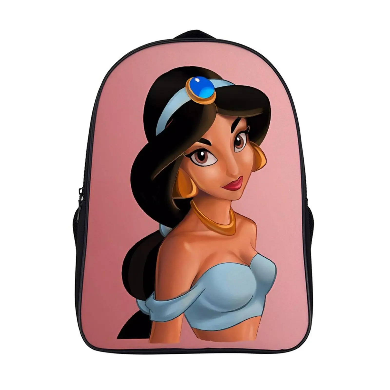 

Fashion Student's Backpack Cartoon Disney Princess Jasmine School Bag 16 Inch 2 Compartment Backpack Student Schoolbag