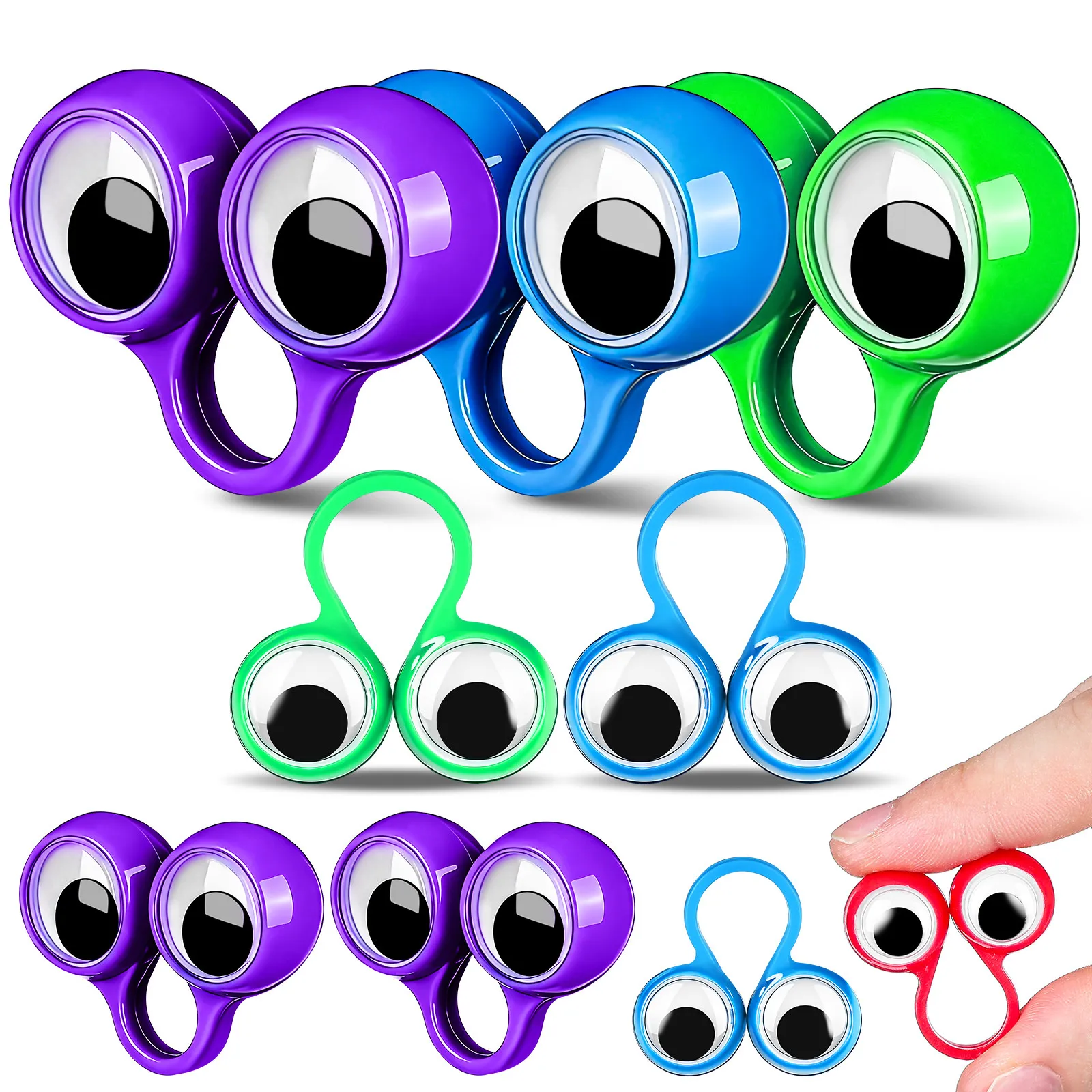 

10Pcs Eyeball Finger Playthings Creative Kids Interactive Educational Learning Lovely Finger Rings Random Colors