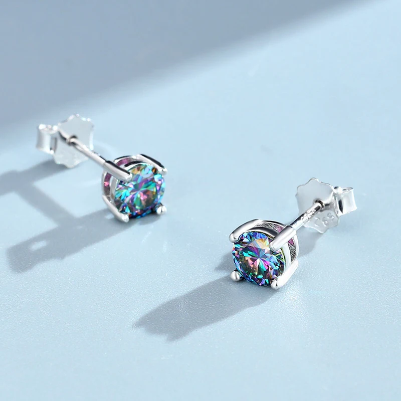 Smyoue 0.3-2CT Colorful Moissanite Studs Earrings for Women Sparkling Diamond Jewelry Certified 100% 925 Sterling Silver Earring 4