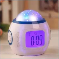 LED Music Alarm Clock Fantasy Music Full Of Stars Projection Digital Alarm Clock Bedside Night Light Snooze Function Room Decor