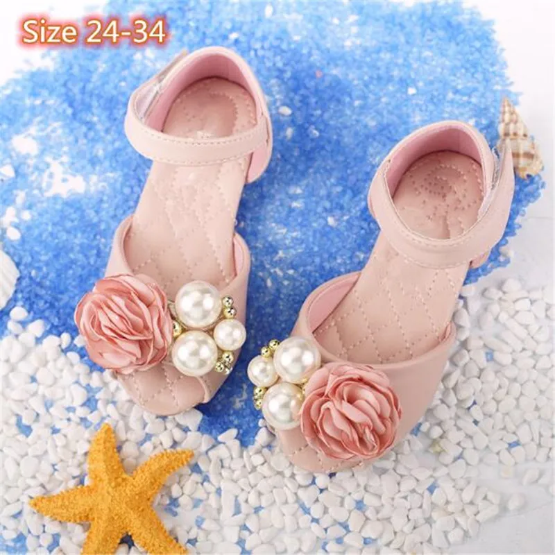 Exquisite fashion cute children Pearl flower sandals 2019 summer new Korean version girls princess shoes soft soled sandals