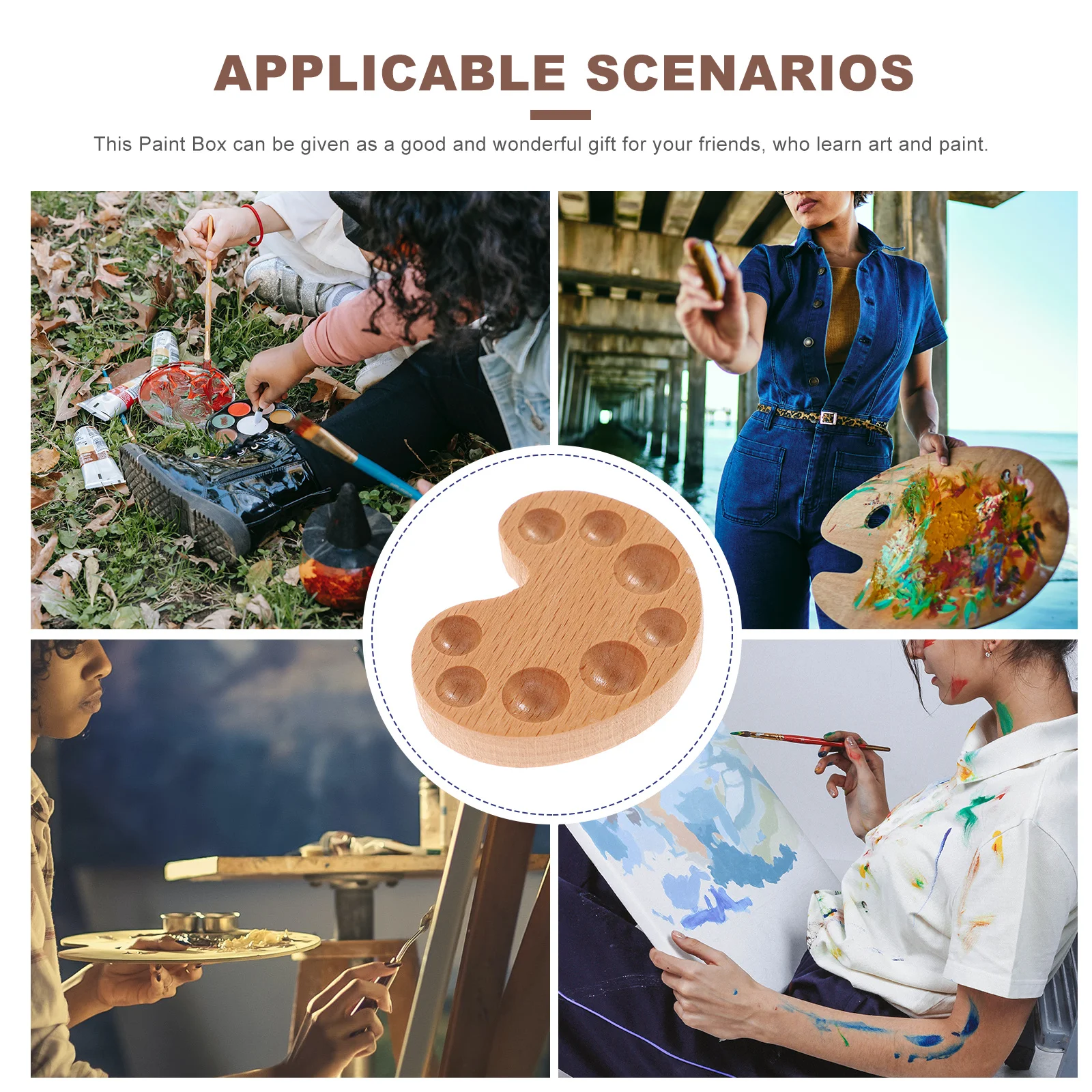 

Wooden Watercolor Palettes Premium Material Durable Pigment Storage Box Lid Keeps Paints Moist Art Supplies Gift