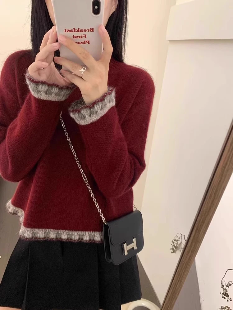 

Women's ort Splice Knitted Sweater Base irt Inner Wear Autumn Winter Faionable Casual Sle Comfortable Fit Medium Thi