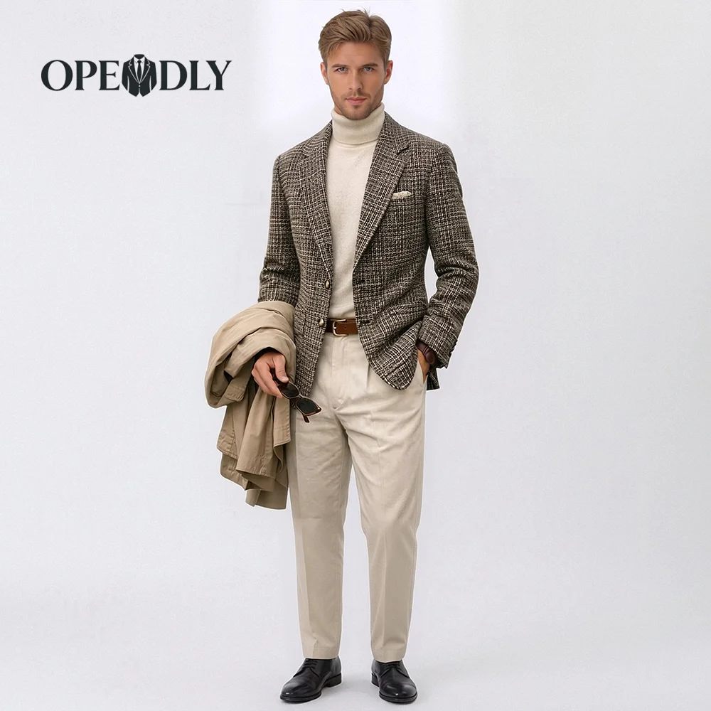 

Мужской костюм-тройка OPEODLY Slim Fit: пиджак на одной пуговице, жилет и брюки для официальных мероприятий, свадеб и деловых встреч