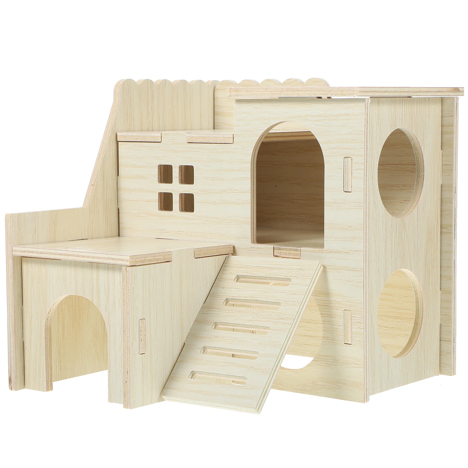 

Hamster Wooden House Small Animal Hideout Durable Pet House Guinea Pig Corner Sleep Nest Wear Resistant Natural Material Safe