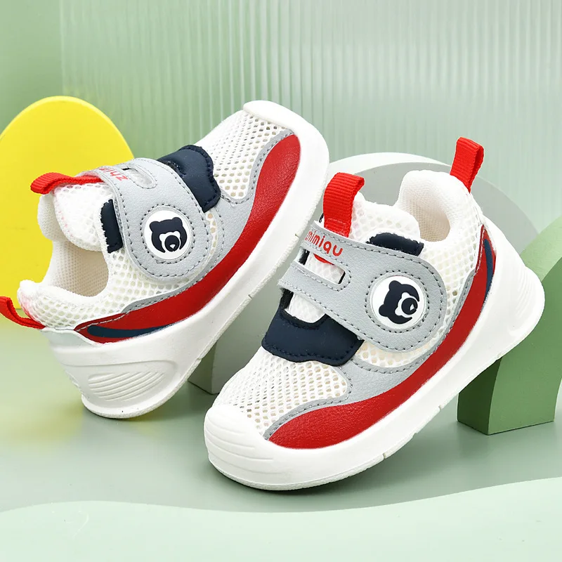 Zapatos transpirables de verano para niños pequeños, Zapatillas de malla de aire a la moda para bebés y niñas, zapatillas antideslizantes de suela