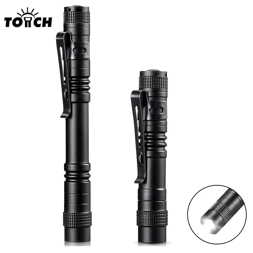 Mini Portable LED Zoomable Pen Light Pocket Handheld Flashlight Cap Lantern Torch for Camping Outdoor Emergency Hiking