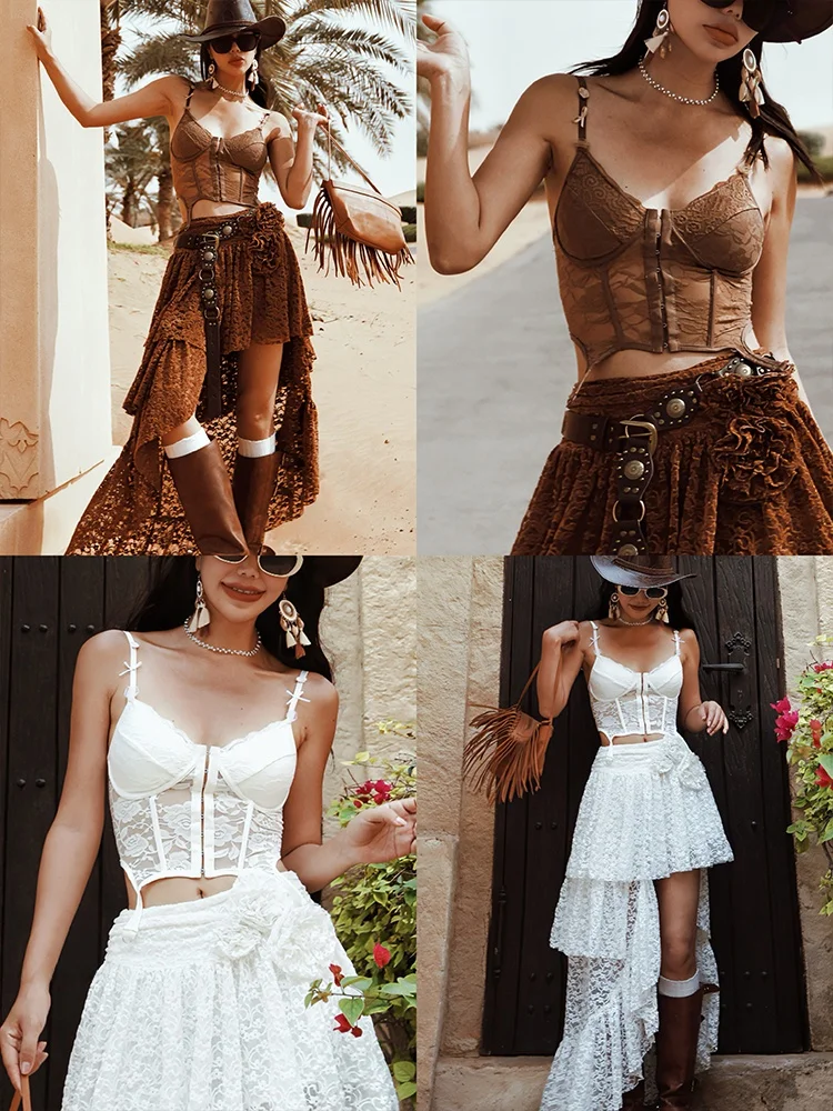 

Lucy Sexy Lace 3D Flower Strap Bra Top Fishbone Outerwear Spicy Girl Style Backless Embroidered Strapless Crop Top Women's Vest