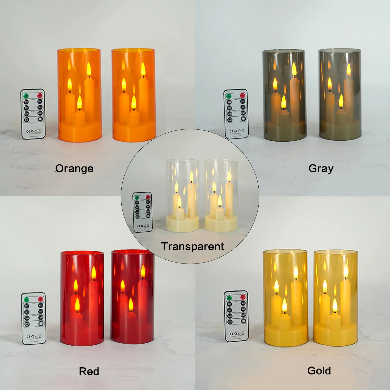 3IN1 LED Electronic Candle Tea Light Multicolors LED Candle With IR Remote Flickering Lamp Acrylic Candles for Christmas Wedding