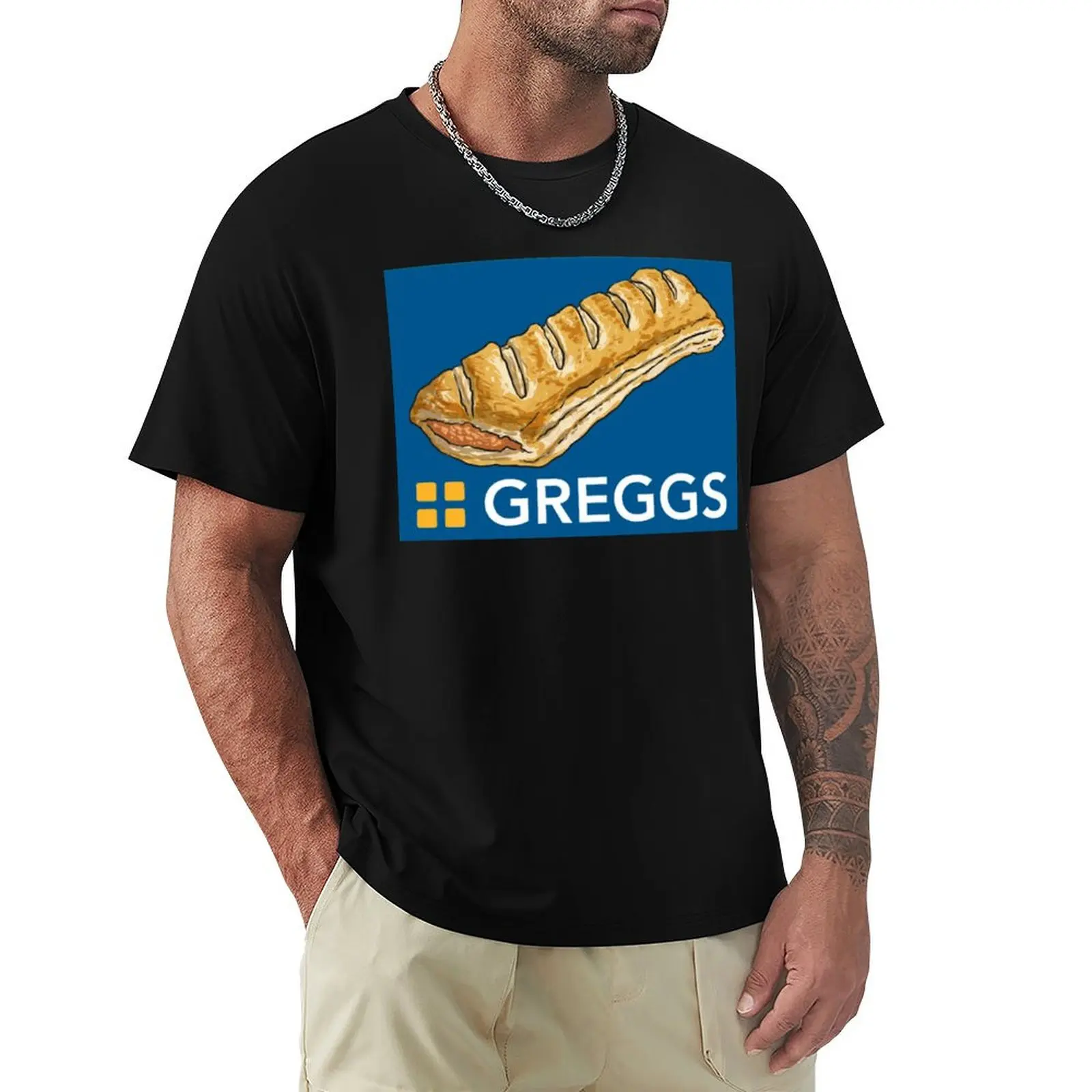 

GREGGS logo with Sausage Roll T-Shirt vintage clothes cotton graphic tees t shirts for men pack