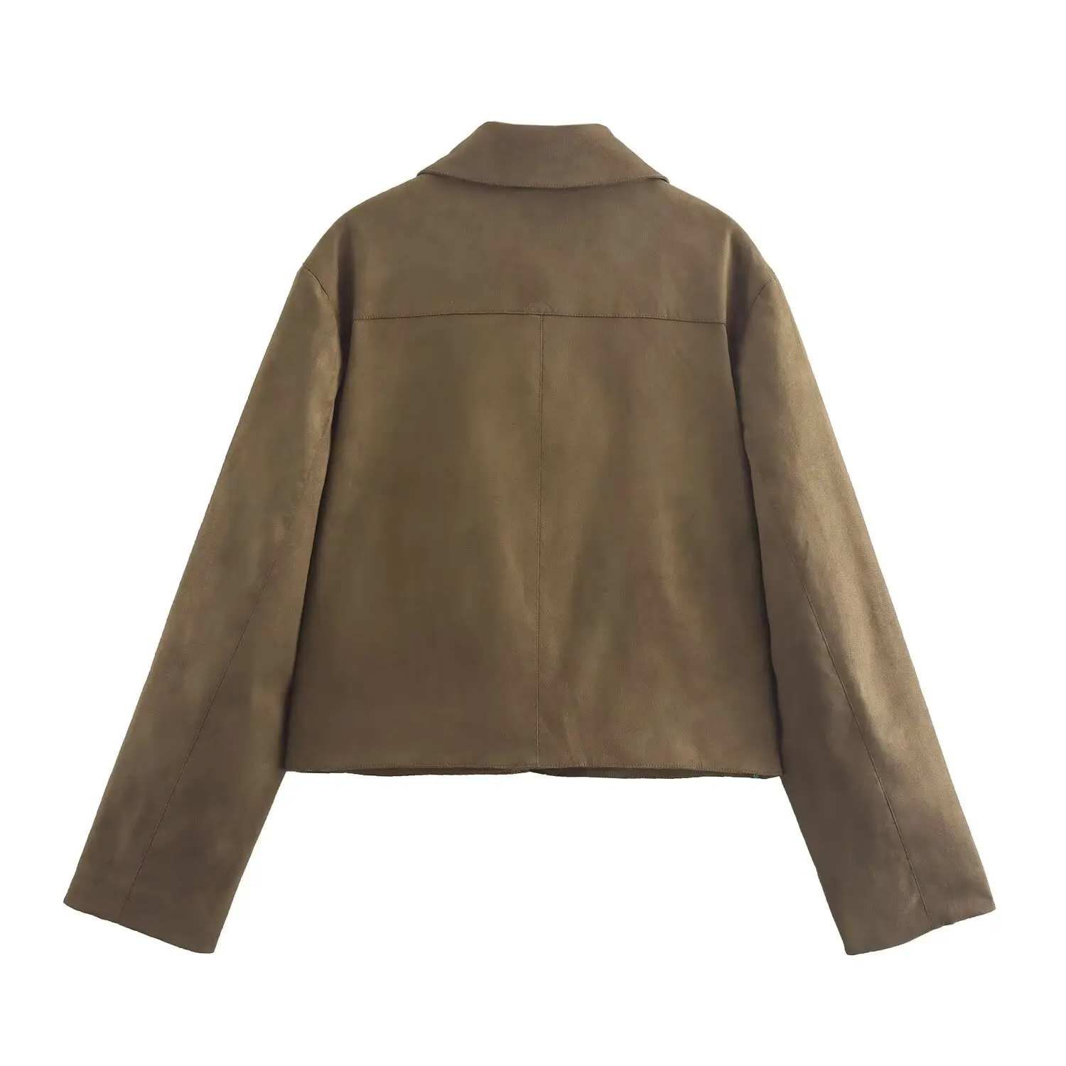 Maxdutti-Chaqueta minimalista de ante para mujer, Tops para mujer, moda francesa, trajes individuales con botonadura Vintage, Blazers