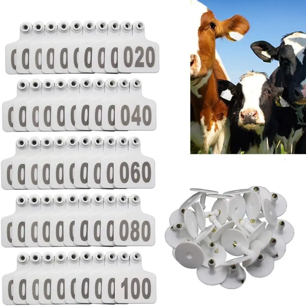 

100Pcs 001-100 Numbers Cow Ear Tag Card Identification Farm Equipment Pig Sheep Ear Sign Durable Prevent Getting Lost