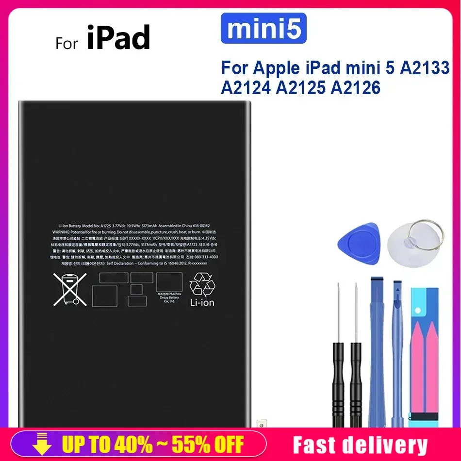 

5124mAh Rechargeable Tablet Battery For Apple iPad mini 5 mini5 A2133 A2124 A2125 A2126 Portable Battery