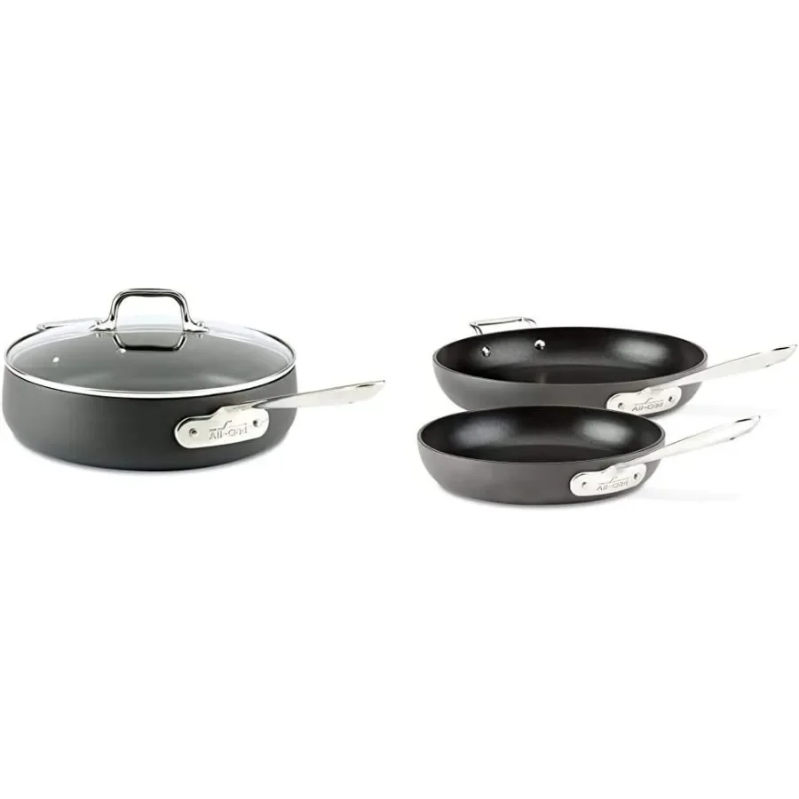 

4Quart Hard Anodized Nonstick Saute Pan and 10Inch 12Inch Fry Pans Set for HighHeat Cooking Durable Nonstick Surface with Even