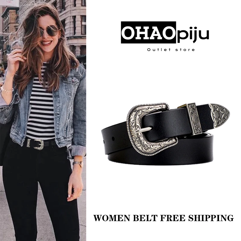 OHAOPIJU High Quality Luxury Design Belt For Women Classic Retro Belt Real Female Jeans Windbreaker Fashion Casual Waistband