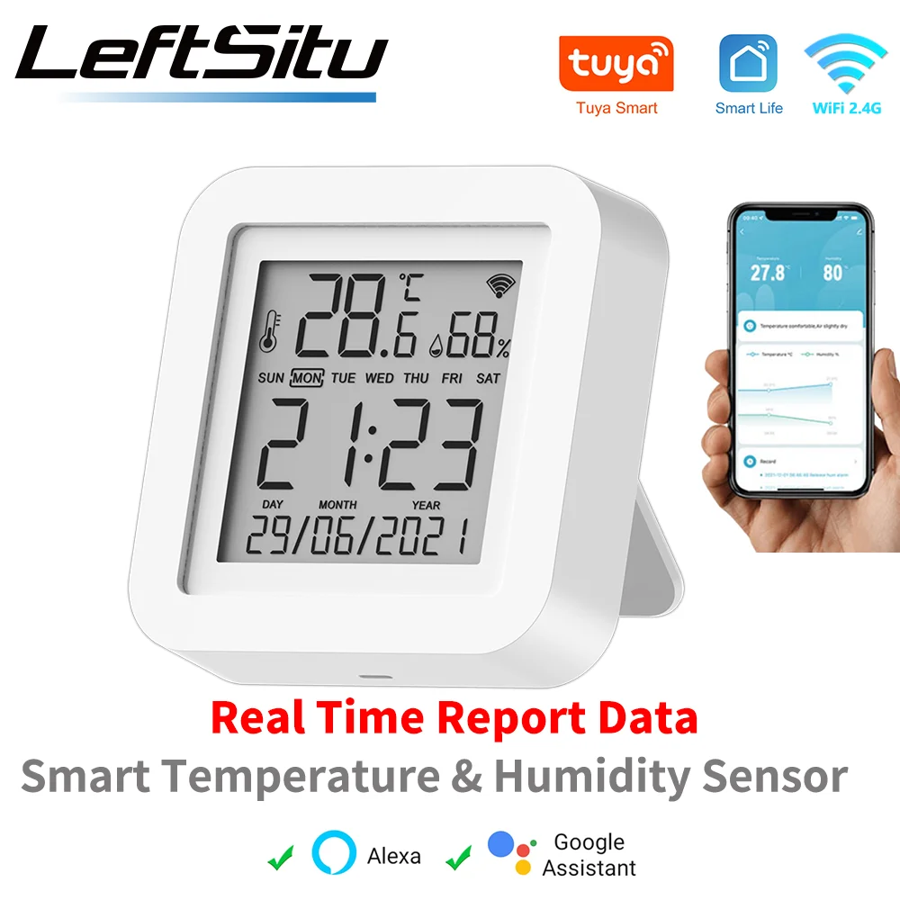 Sensore di temperatura e umidità Tuya WIFI per Smart Home var SmartLife termometro igrometro supporto Alexa Google Assistant