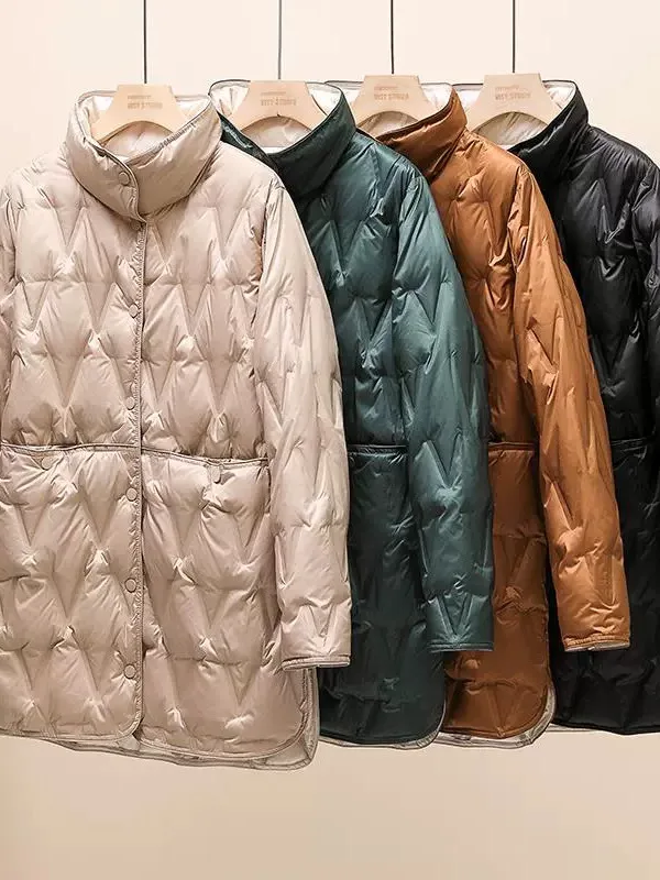 

Утепленная женская куртка больших размеров на осень-зиму, средней длины, с проклеенными швами, повседневная, легкая, свободного кроя, с воротником, теплая верхняя одежда