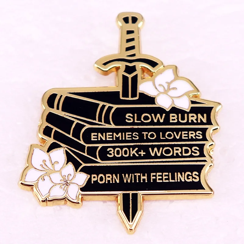 Slow Burn Enemies To Lovers Enamel Pin Book Lover Bookish Brooch Badge Gift Jewelry Accessories