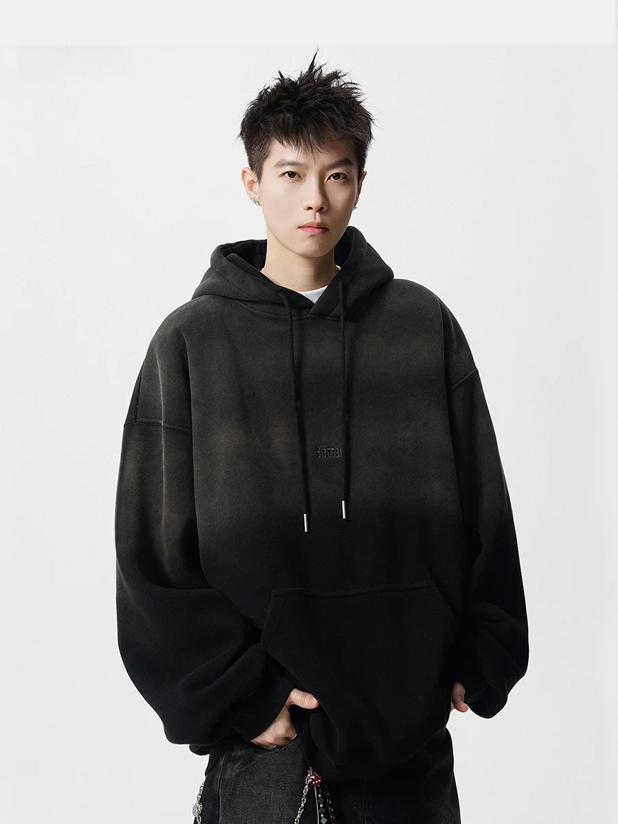 

Мужская толстовка с вышивкой буквами в американском стиле, осенне-зимняя, утепленная, из смесового хлопка и полиэстера, с длинными рукавами