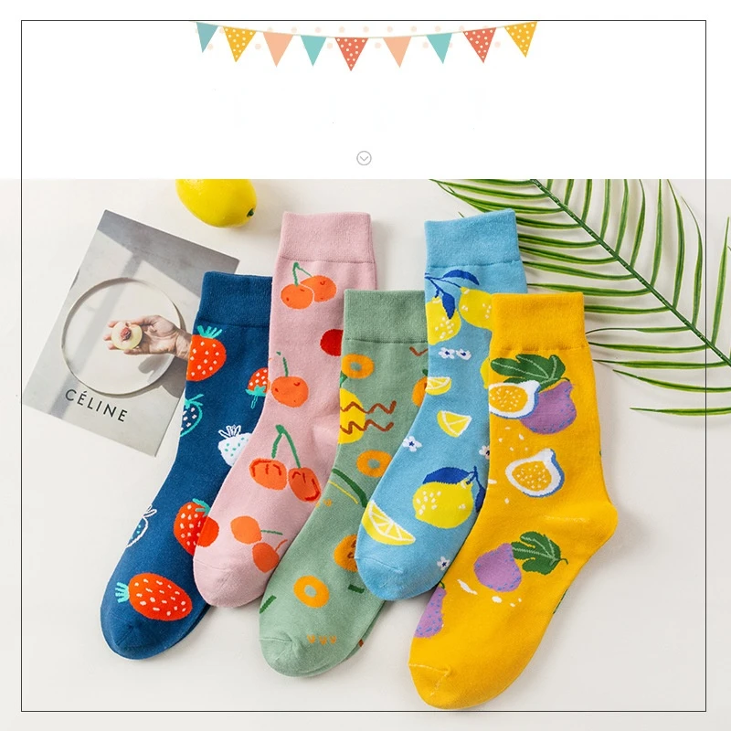 

Cute cartoon fruit series women's socks Korean version trend small fresh ladies comfortable breathable socks