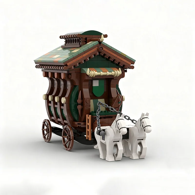 896 قطعة MOC عربة البيت قلعة نموذج اللبنات العمارة تجميع DIY فكرة لعبة التعليم الاطفال هدية الكريسماس عيد ميلاد #4