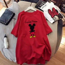 Mickey Mouse Korte Mouwen T-shirt Vrouwen Zomer Mid-Lengte 2022 Disney T-shirt Fashion Design Nieuwe Losse Grote size Dunne Top