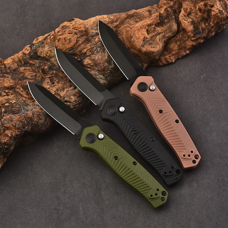 Outdoor camping folding knife 8551bk glass fiber handle stone wash/black titanium plated wilderness survival EDC pocket knife