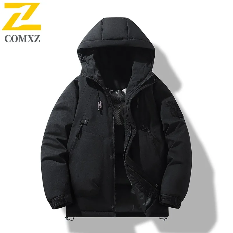 

COMXZ 2025 Graphene Windbreaker Unisex Down Cotton Coat Streetwear Hooded Padded Jacket Windproof Waterproof Mountain Workwear