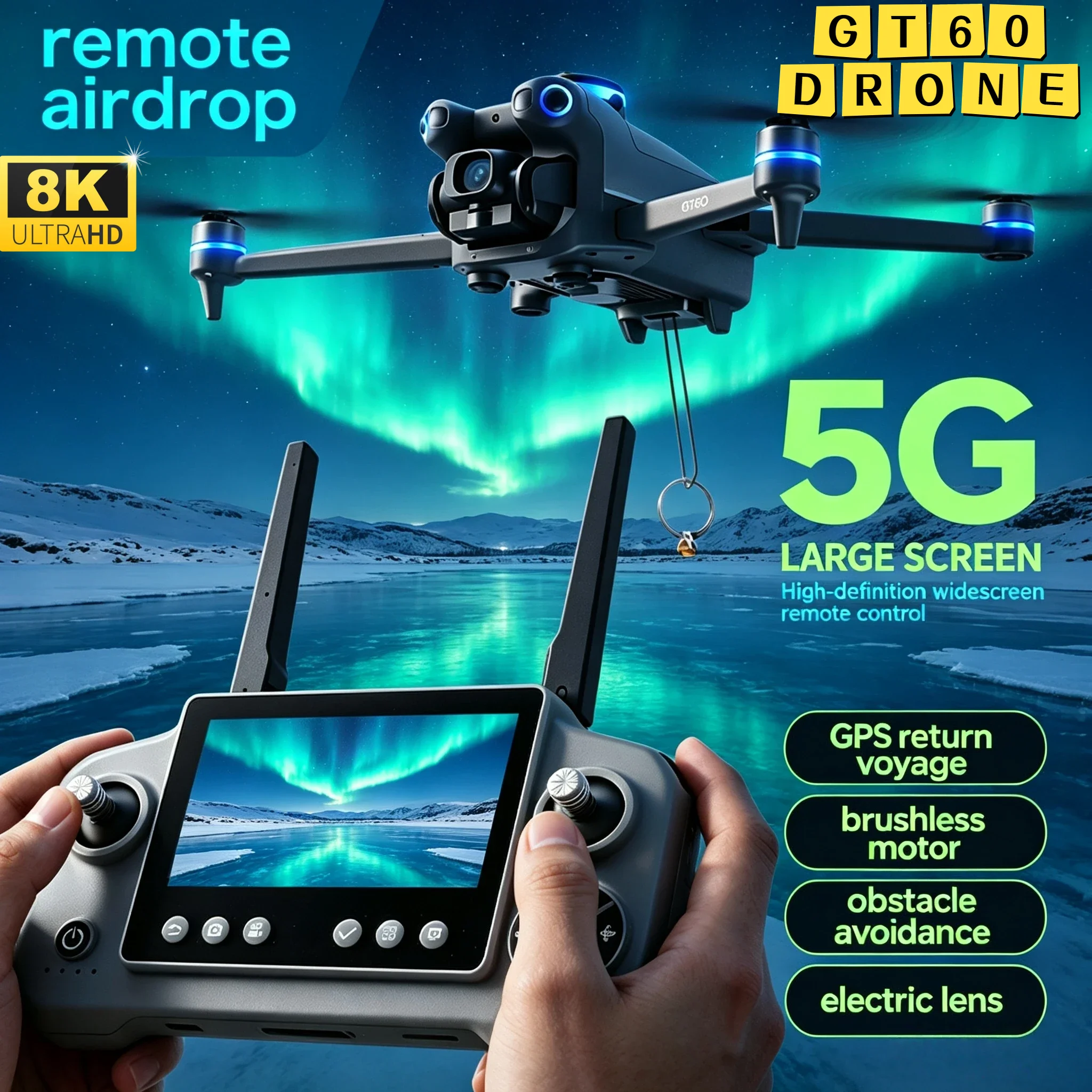GT60 GPS Drone 4K 6K 8K Camera Aerial Quadcopter That Crushes Every Shot with 5G Screen Remote Smart Follow Obstacle Avoidance
