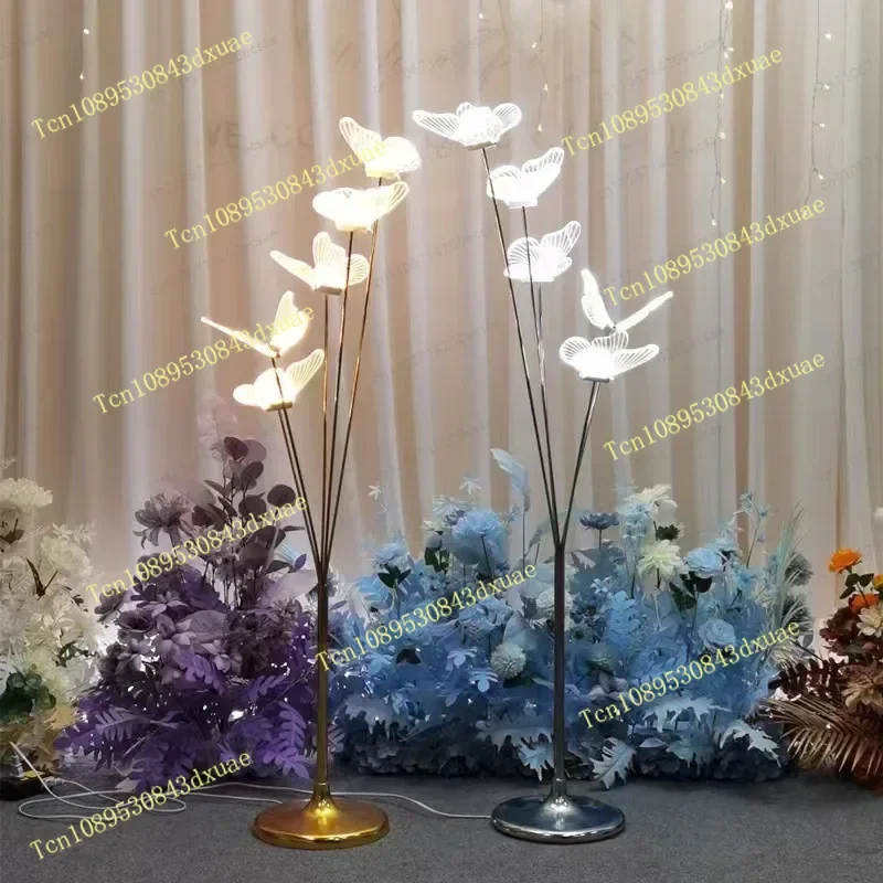 New Wedding Props, Road Lead Wrought Iron Butterflies and Birds, on-site Arrangement, Luminous Floor Lights, Decoration Hotel