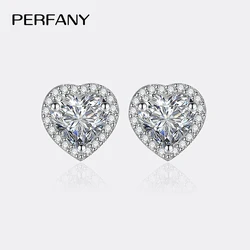 PERFANY 0.5CT-2CT Heart-Shaped Cut Moissanite Earrings For Women S925 Pure Silver Simulated Diamond Earrings Fashion Jewelry