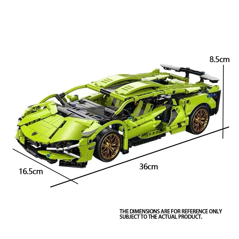 

Спортивный автомобиль Lamborghini, технологическая группа 1:14, зеленый автомобиль для мальчиков, головоломка, сборка строительных блоков, игрушечная модель, подарок, новинка 2023 года
