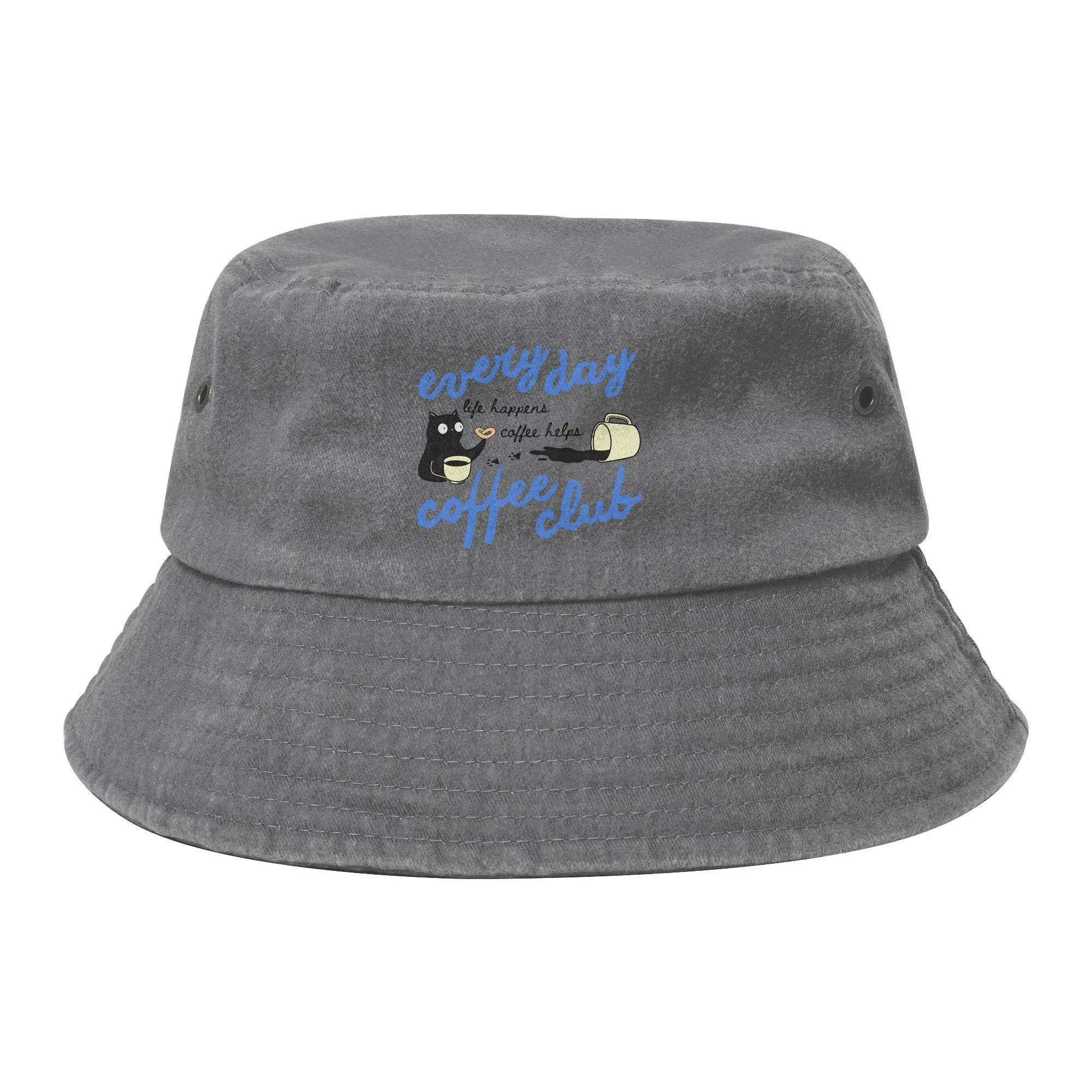 Summer Headwear Every Day Coffee Club Accessories Bucket Hats Unisex Distressed Washed Sun Hat Panamka Fishing Fisherman Hats