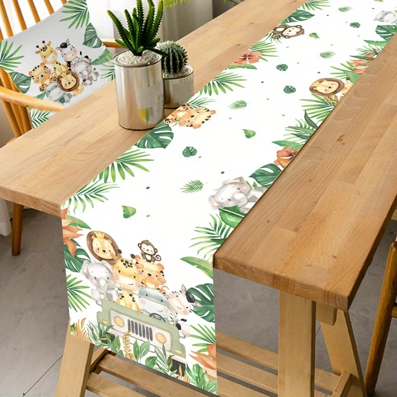 

VIKAMA Jungle Animal Style Table Flag - Ideal For Baby Christening, Wedding, Family Holiday Party And Other Table Decorations