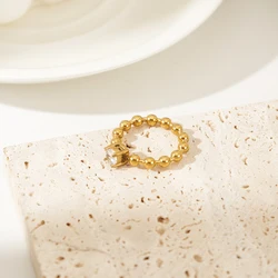 ENFASHION Anillos Mujer Ziron Beads Ring For Women Gold Color Stainless steel Fashion Jewelry Rings Simple Office Everyday 4206