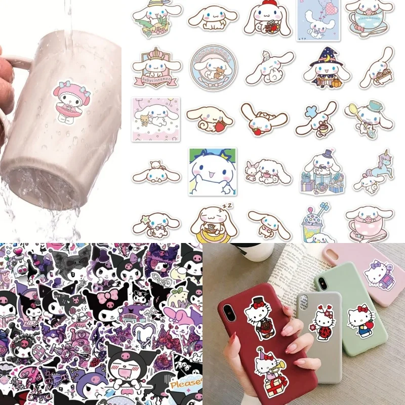 50 قطعة من ملصقات سلسلة سانريو هالو كيتي كورومي اللطيفة متعددة الأغراض، ملصقات كمبيوتر للثلاجة المزخرفة المقاومة للماء #4