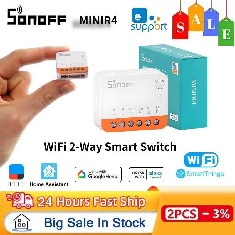 

1-15 шт. SONOFF Mini-r4 Wi-Fi умный переключатель двустороннее управление съемный релейный режим Поддержка приложения ewelink Alexa Google Home Assistant Mqtt