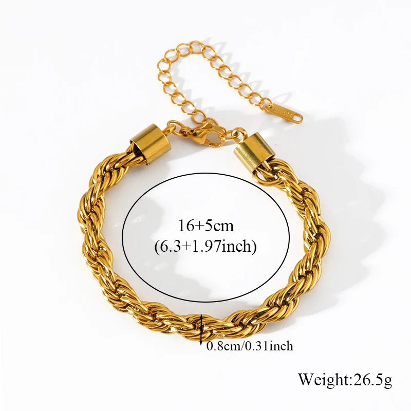 EILIECK 316L Edelstahl Dicke Gedrehte Metallkette Halskette Armband für Damen 18K Vergoldet Wasserdichtes Schmuckset – Detail 7