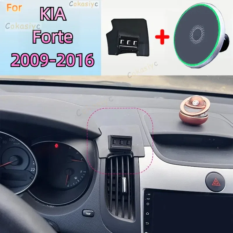 For KIA Forte 2009 2010 2011 2012 2013 2014 2015 2016 Magnetic Car Phone Holder 15W Wireless Charging Phone Stand MagSafe Base