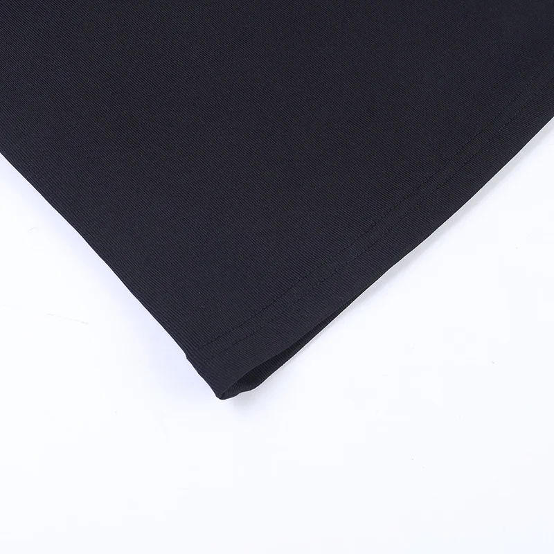 Damen Einfarbiges Schulterfreies Crop Top Langarm Metallring Ösen-Detail Figurbetont Schmal Geschnitten Y2K Sommer Lässiges Kurzes Oberteil – Detail 13