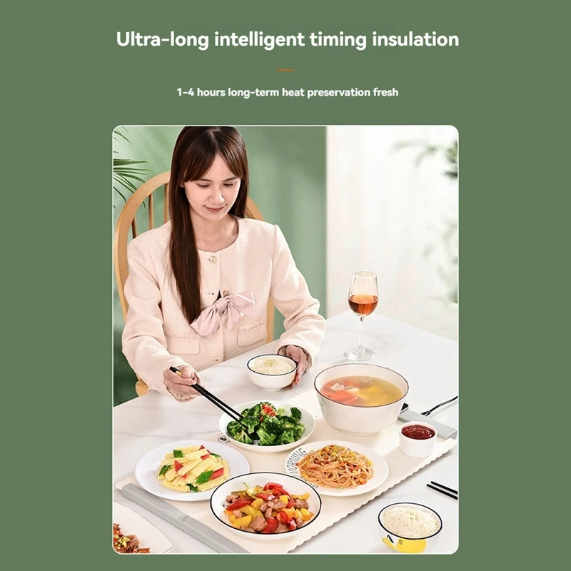 Premium Silicone Heating Mat For Food With Timing Function For Parties Holidays Entertaining And Home Dinners US Plug